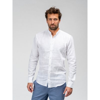 TallGuys pánská prodloužená lněná košile 2.0 dlouhý rukáv slim Pure white – Hledejceny.cz