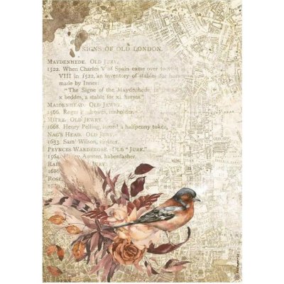 Stamperia Rýžový papír Pták s květinou – Zboží Dáma