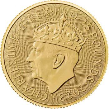 The Royal Mint zlatá mince Gold Britannia Král Charles III Royal Mint 2023 1/4 oz