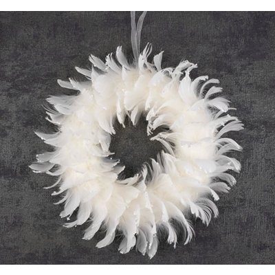 MagicHome Věnec péřový bílý ST8090512 35 cm – Zboží Dáma