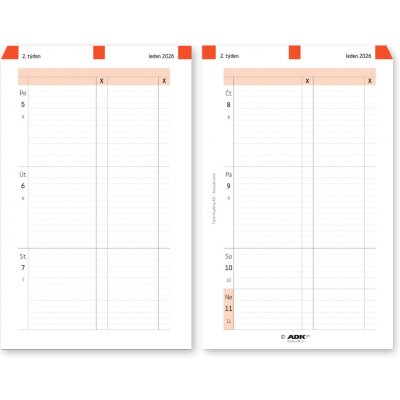 Formulář Týdenní plán A5 dvoustranný 2026 53 list – Hledejceny.cz
