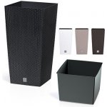 Prosperplast Květináč ratanový s vložkou vysoký Rato square 32,5x32,5 cm objem 49 L mocca – Hledejceny.cz