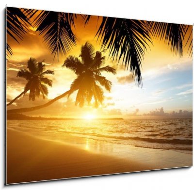 Obraz 1D - 100 x 70 cm - sunset on the beach of caribbean sea západ slunce na pláži karibského moře