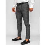 Bolf Antracitové pánske textilní karované chino kalhoty 0048 – Zboží Dáma