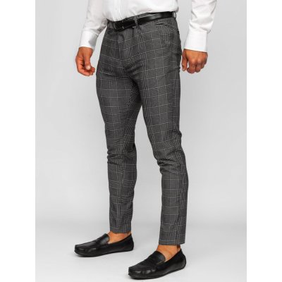 Bolf Antracitové pánske textilní karované chino kalhoty 0048 – Zboží Dáma