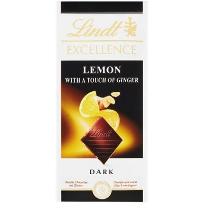 Lindt Excellence Hořká čokoláda s kousky mandlí, citronovou šťávou a příchutí zázvoru 100 g – Zboží Mobilmania