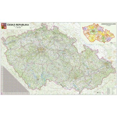 Česká republika silniční - nástěnná mapa 160 x 110 cm, lamino + očka – Sleviste.cz