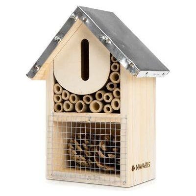 Navaris S Wooden Insect Hotel - 15 x 8 x 20 cm - Garden Shelter Bamboo Nesting Habitat for Bees, Butt – Zboží Dáma