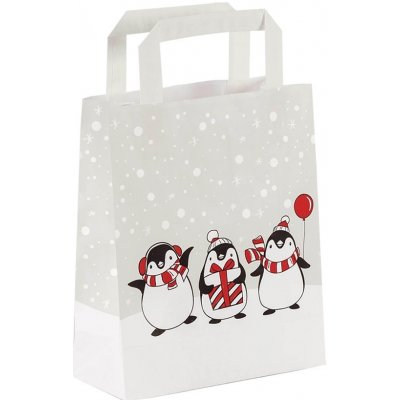 Obaly KREDO vánoční taška papírová 180x80x220 mm - potisk tučňáci / 25 ks – Zbozi.Blesk.cz