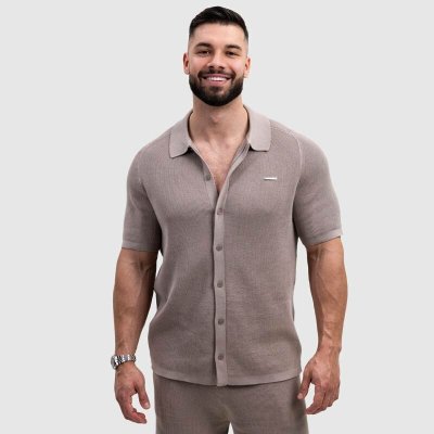 Iron Aesthetics Vibe pánská pletená košile béžová – Sleviste.cz