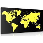 Obraz žlutá mapa na černém pozadí - 120x80 cm – Zboží Mobilmania