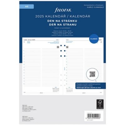 Filofax A5 kalendář 2025 ČJ+SJ den/1 stránka – Zboží Živě