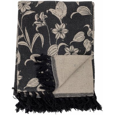 Bloomingville přehoz na postel z recyklované bavlny Mali Black černá krémová 160 x 130 cm