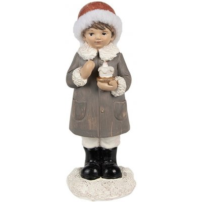 Clayre & Eef Šedá vánoční dekorace socha dívka se svíčkou - 6*6*14 cm - Clayre & Eef – Hledejceny.cz