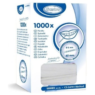 WIMEX Dřevěná párátka hyg. balená v papíru 65mm (1000ks) – Zboží Dáma