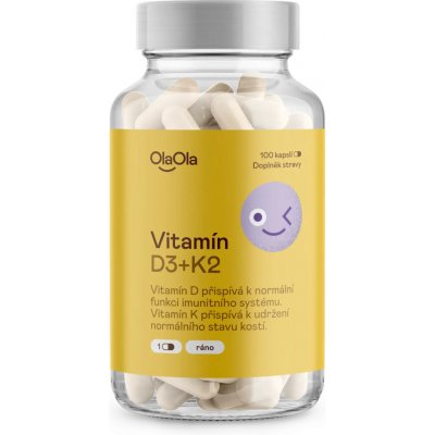 OlaOla Vitamíny D3 200 IU a K2 podporující imunitu 100 kapslí – Hledejceny.cz