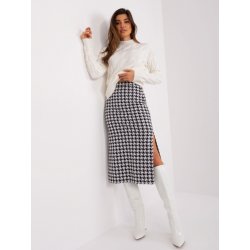Basic midi sukně s kohoutím vzorem lk-sd-509400-1.09p-white-black