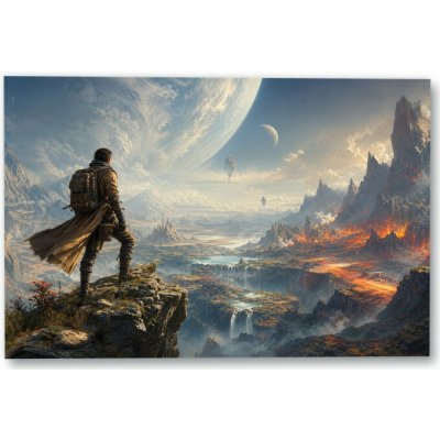 Plakát – Postava na útesu ve fantastické krajině 75 × 50 cm Bez rámu Ano Bez rámu – Hledejceny.cz