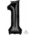 Amscan BALÓNEK FÓLIOVÝ NAROZENINOVÉ ČÍSLO 1 ČERNÝ 86 CM – Hledejceny.cz