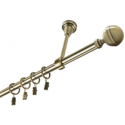 OK-GarnýžeCZ Garnýž kovová jednořadá 19mm Kalisto mosaz 250 cm do stropu / kroužky s žabkou – Sleviste.cz