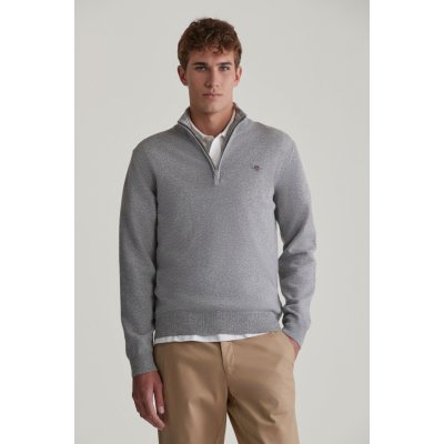 Gant Superfine Lambswool Half Zip šedá – Zboží Mobilmania
