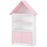 BabyBoo Dřevěná knihovna/skříň na hračky Nellys Domeček bílá/růžová – Zboží Dáma