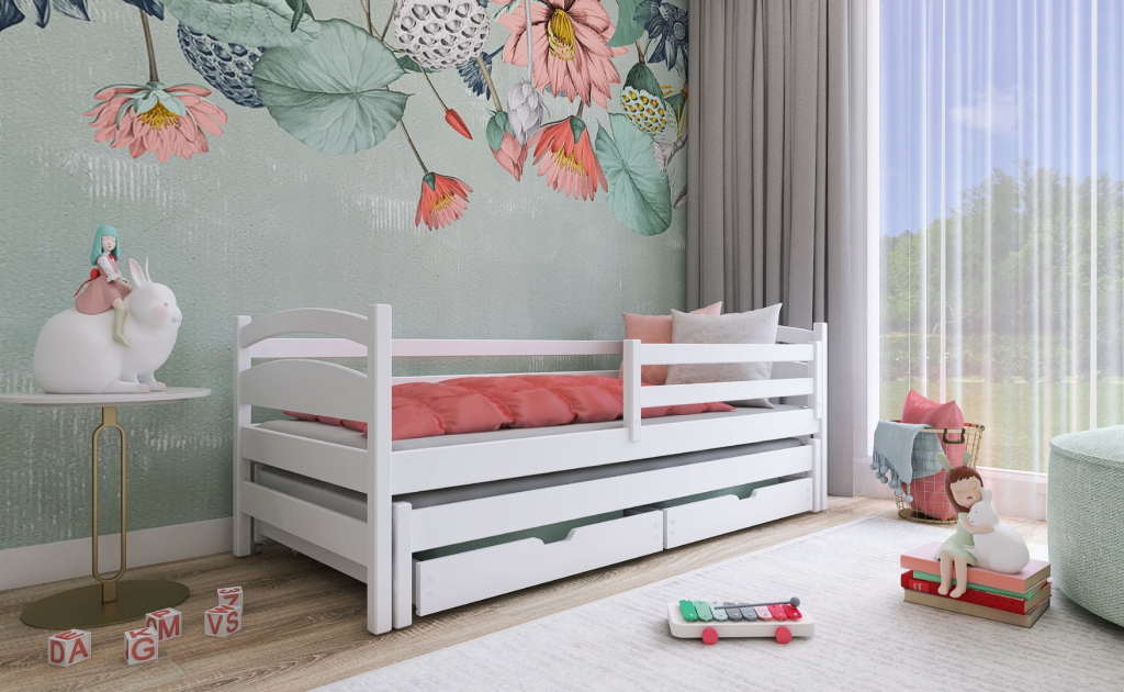 DP - Detske postele Tosia s výsuvným lůžkem a úložným prostorem Barva Bílá