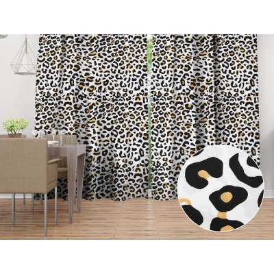 Biante Bavlněný závěs Sandra SA-409 Leopardí vzor na bílém 150x140 cm – Hledejceny.cz