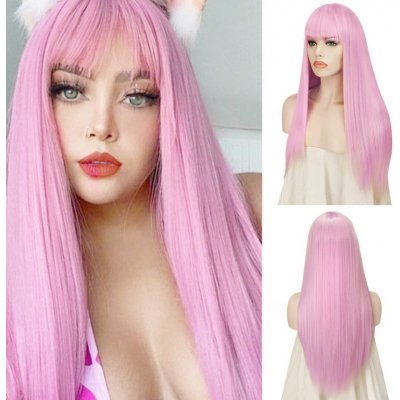 Sofeiyan Dlouhá rovná paruka s ofinou Levandulová Fialová Paruky z přírodních syntetických vlasů – Sleviste.cz