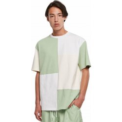 Urban Classics Patchworkové teplé pánské triko v oversize střihu 240 g/m zelená bílá