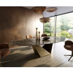 DELIFE Edge oválný 315 x 150 cm keramika Emperador Extra Lucidato tmavě hnědá Prisma Metallic Gold – Sleviste.cz