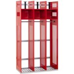 TRITON Skříň pro hasiče IPS, 1780 x 1000 x 500 mm - kovová Nožičky:: červené , Doplňkový profil pro montáž držáků přileb:: police navíc , Držák přilby: základní – Hledejceny.cz