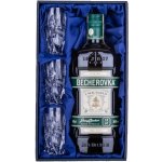 Becherovka nefiltrovaná 0,5 l (dárkové balení mašle + 3 sklenice) – Hledejceny.cz