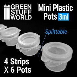 Green Stuff World 24x Mini Plastic Pots 3 ml / 24x mini plastové nádobky 3 ml GSW10323