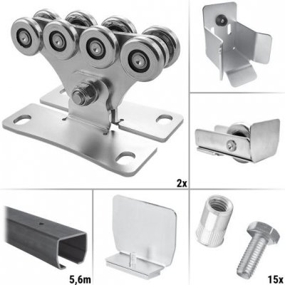 CAIS 7.1 - sestava pro výrobu pojezdu posuvné nesené brány do průjezdu 4 m a 325 kg, profil bez úpravy – Zboží Mobilmania