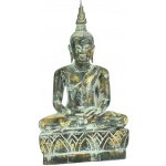 Dřevěná socha Buddha - Dhyana Mudra meditace lotos, zelenozlatá, 55 cm – Zbozi.Blesk.cz