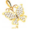 Přívěsky Šperky Eshop Přívěsek ze žlutého 14K zlata motýl ozdobený čirými blýskavými zirkony S1GG236.37