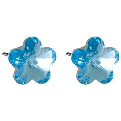 JSB se Swarovski Elements tvar květinka pecky světle modré 713856 aqua