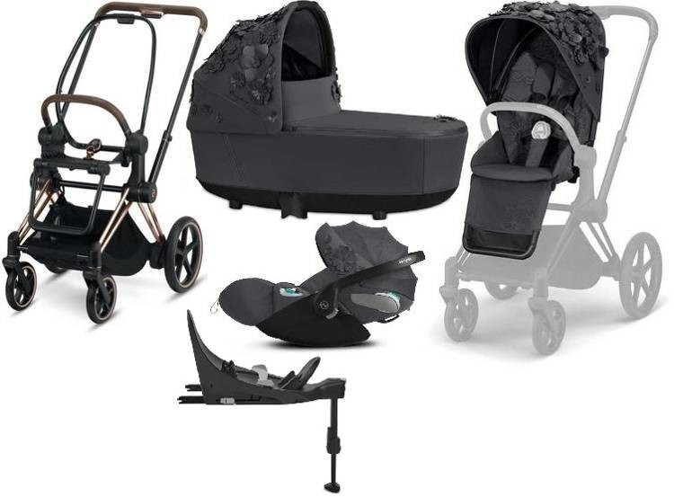 Cybex e-Priam 3.0 Kombinovaný + Cloud Z2 Autosedačka 0-13 kg + Základna Isofix Z2 Sada 4v1 Dream Grey Simply Flowers 2023