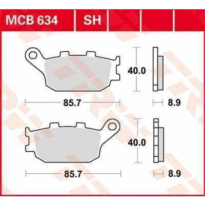 Sada brzdových destiček, kotoučová brzda TRW MCB634