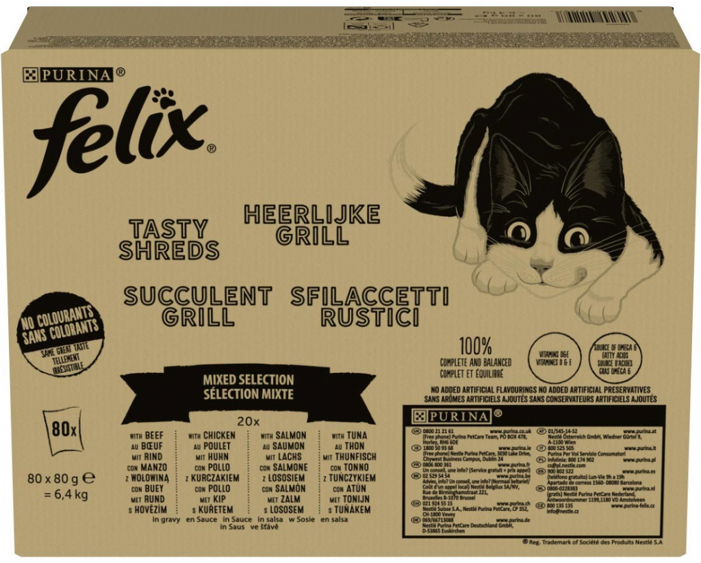 Felix Tasty Shreds ve šťávě Gemische Vielfalt 80 x 80 g