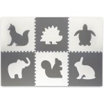 Ricokids Velká pěnová podložka puzzle bílá a šedá zvířátka 6 ks. – Zboží Dáma
