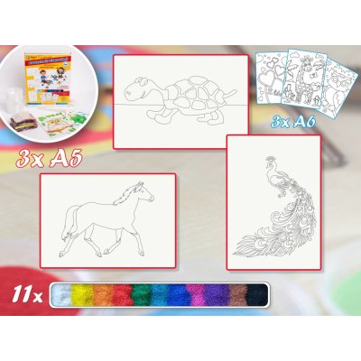 Radost v písku Základní sada ZVÍŘÁTEK II Barevné pískování obrázků – Zboží Dáma