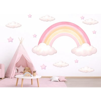 Nalepte.cz Duha pro holky textilní přelepitelné samolepky na zeď arch 75 x 40 cm – Zboží Dáma