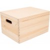 Úložný box ČistéDřevo DŘEVĚNÝ BOX S VÍKEM 40X30X23 CM