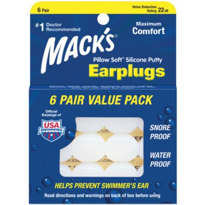 Mack's Pillow Soft bílé silikonové špunty do uší 6 párů