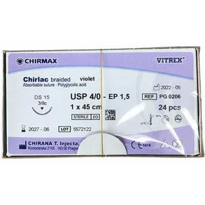 Chirlac braided violet 4/0 (EP1,5), 1 x 45 cm, DS15, 24 ks v balení – Zboží Dáma