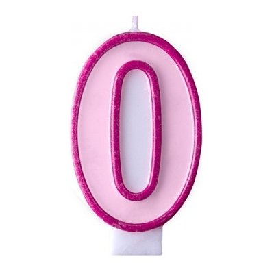 PartyDeco Svíčka narozeninová číslice 0 růžová – Zboží Mobilmania