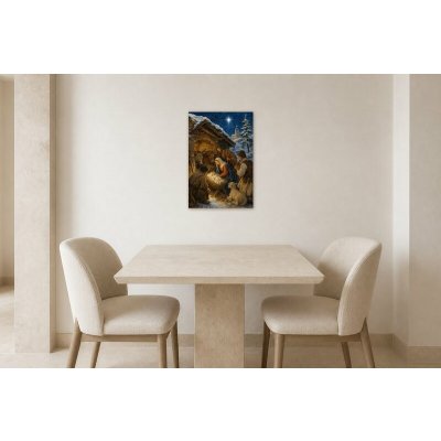 Obraz na plátně – Vánoční betlém pod zářící hvězdou 30 × 45 cm – Hledejceny.cz