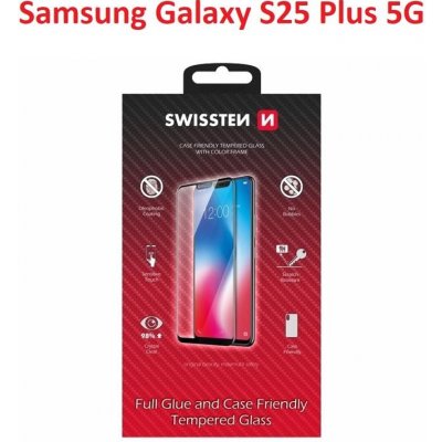 Swissten sklo full glue, color frame, case friendly pro Samsung Galaxy S25 PLUS černé 54501871 – Zboží Živě